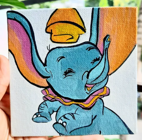 Acrylic painting of Dumbo the elephant